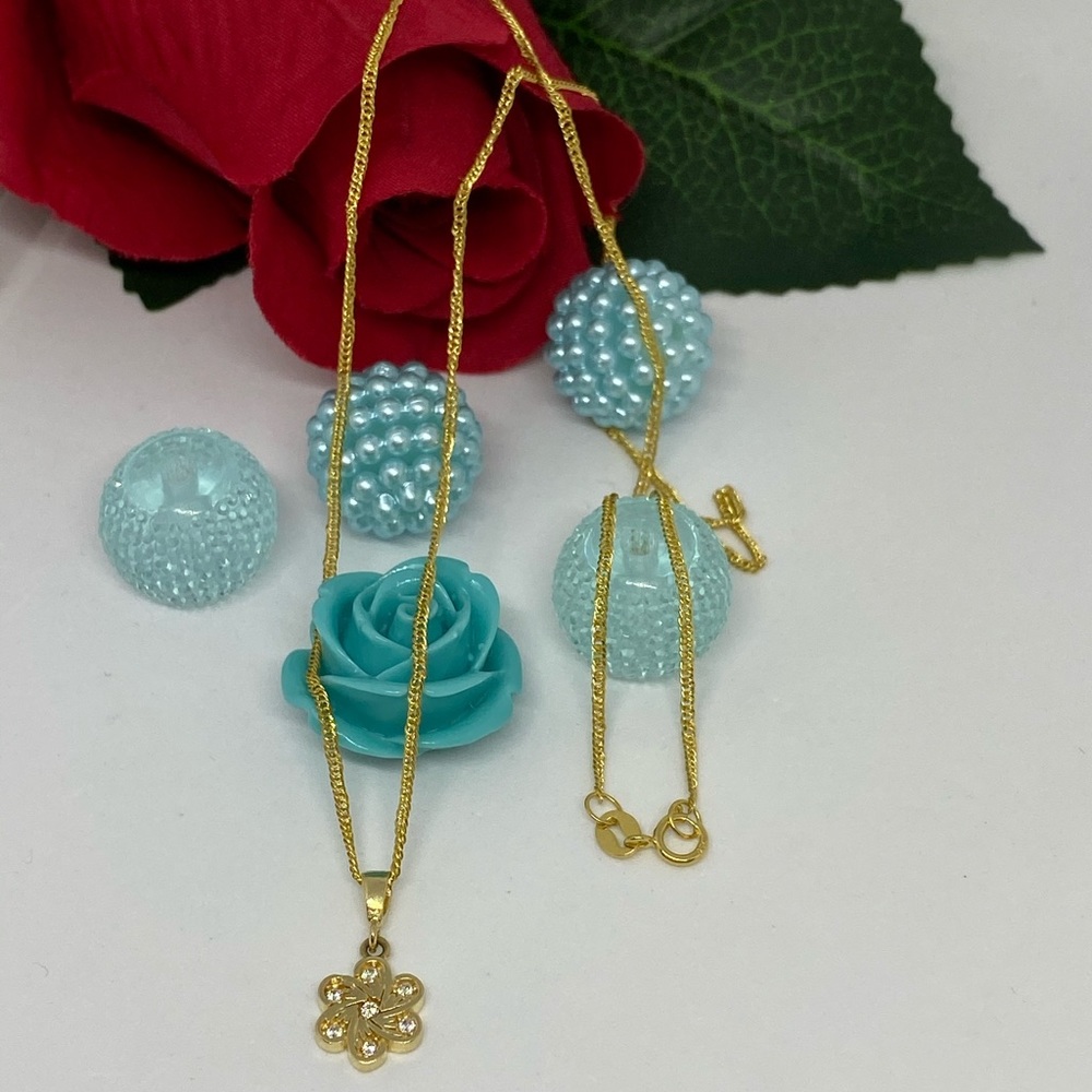 18K Real Gold Flower Necklace